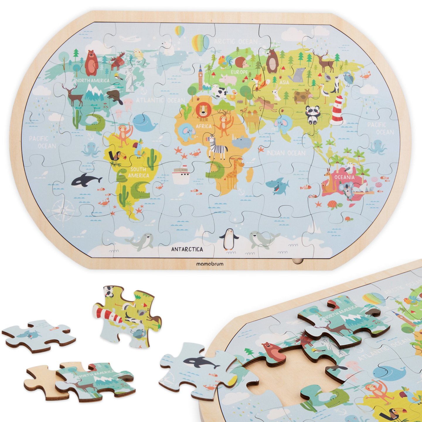 Dřevěné puzzle - Mapa světa
