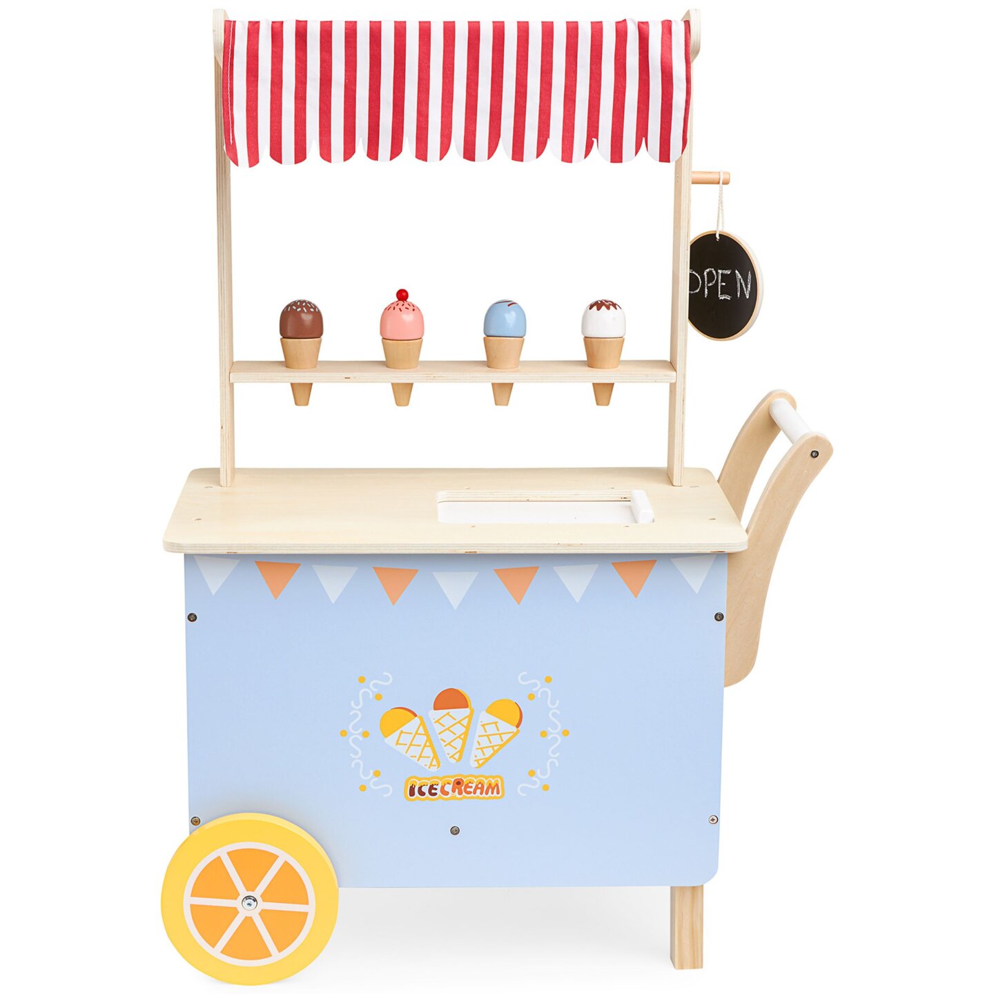 Dřevěný zmrzlinový vozík na kolečkách - mobilní zmrzlinárna