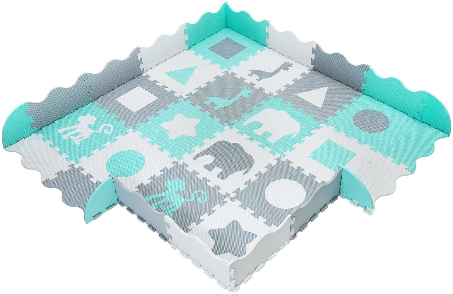 Pěnová rohož puzzle XL 150 x 150 x 1 cm s okrajem - EVA pěna - mátová